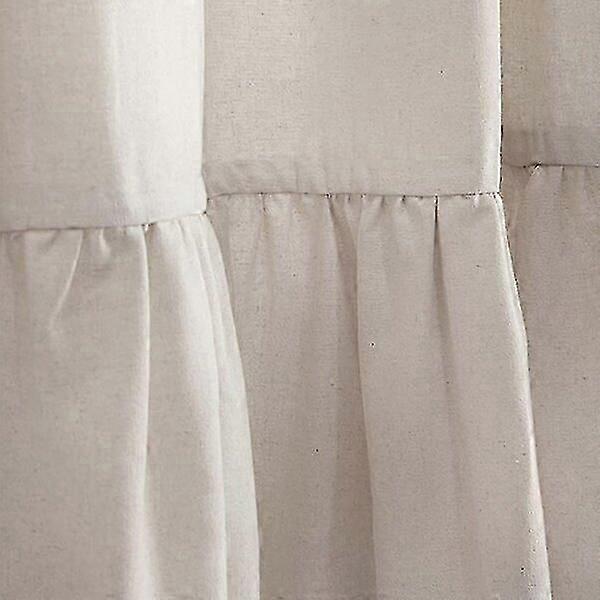 Linen Blend Ruffled Shower Curtain 183x183 cm with Smooth Seam Ruffles