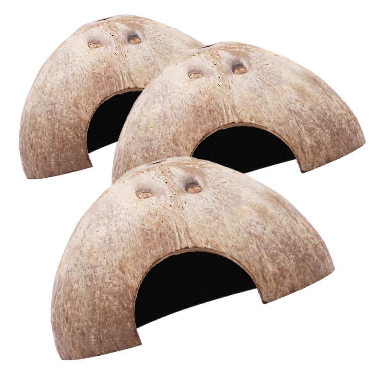 3pcs Natural Coconut Shell Rat Hideout BiteResistant Hamster Cave 3Piece Coconut Shell Hideout Set