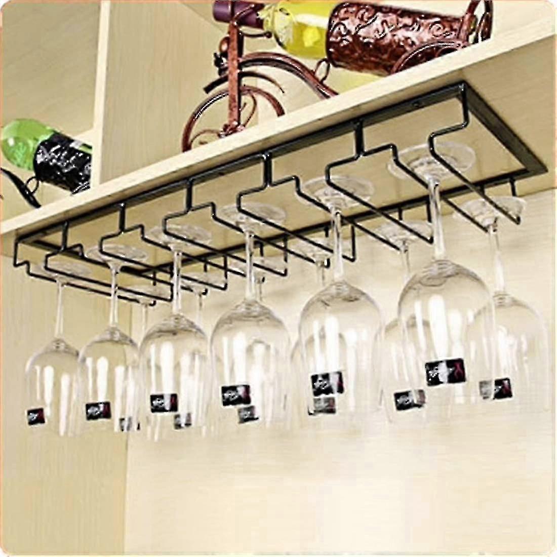 Hanging Glass Rack - Wine Glass Rack With 6 Rails For 12-18 Glasses, 60 X 22.5 X 5.5cm
