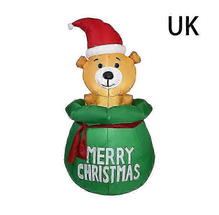 Christmas Inflatable Bear Model With Led Lights Cute Bear Quick Blow Up Lighted Inflatable Model For Festival Home Yard