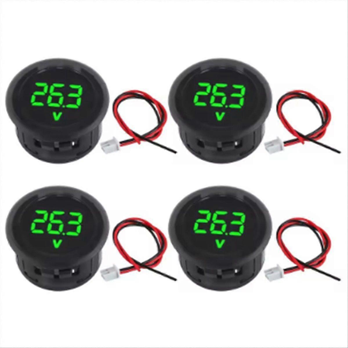 Car Voltage Gauge LED Digital Display Waterproof Voltmeter Round Panel Voltage Meter Volt Detector