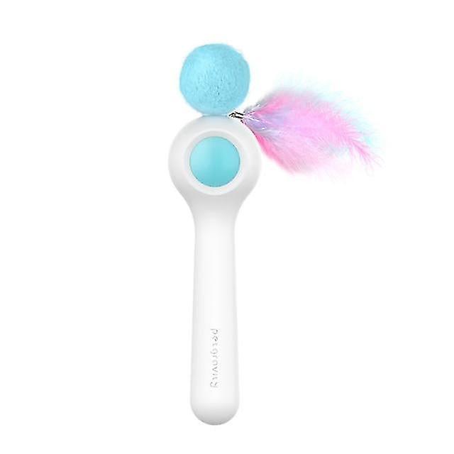Cat Toys Electric Cat Toy Teaser Feather Toys With Catnip Cat Interactive Toy Stick Feather Wand Blue