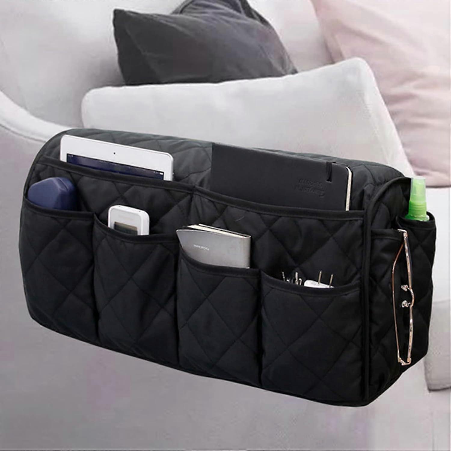 Sofa Armrest Organizer, Couch Arm Storage Bag, AntiSpill Armrest, Remote Control and Cellphone Holder, Black