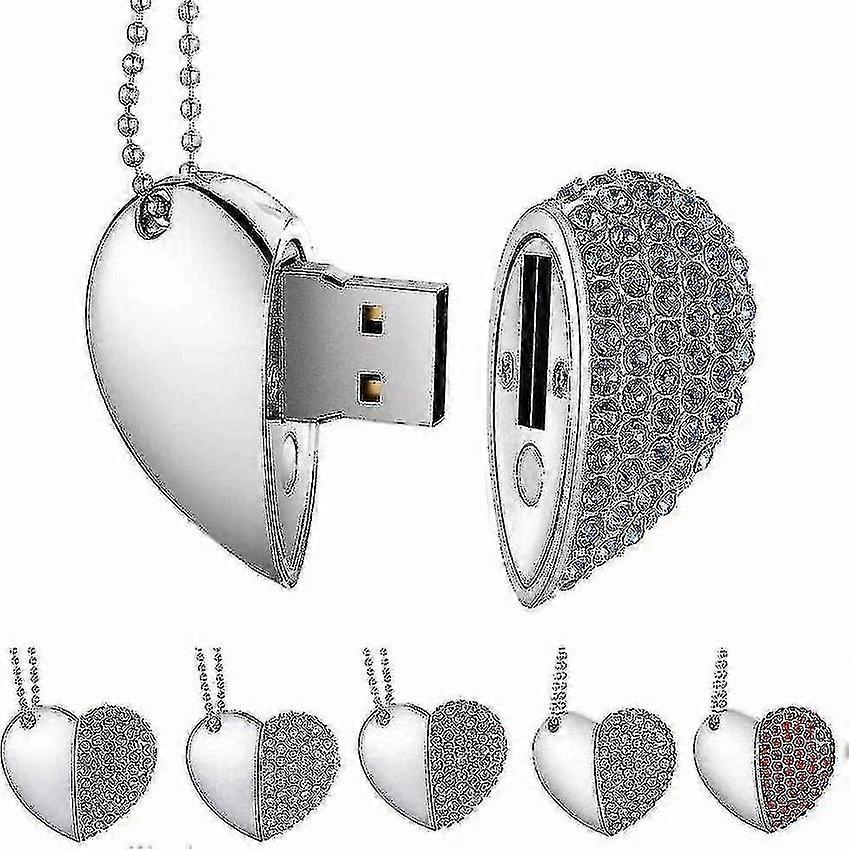 32GB USB 3.0 Flash Drive Diamond Heart Shape High Speed Waterproof