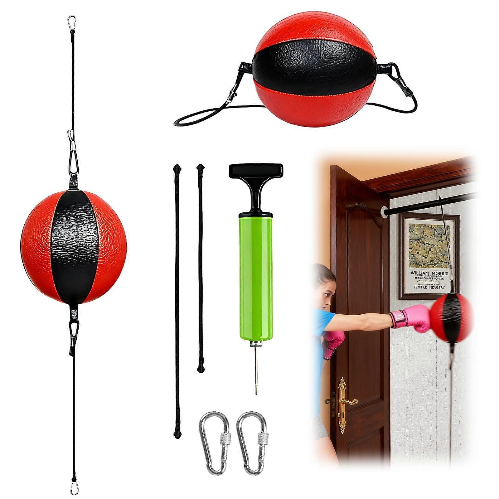 Double End Boxing Ball Speed Ball Set For Boxing And MMA Training, 20 Cm, Black And Red, Includes Pump And Safety Clasps