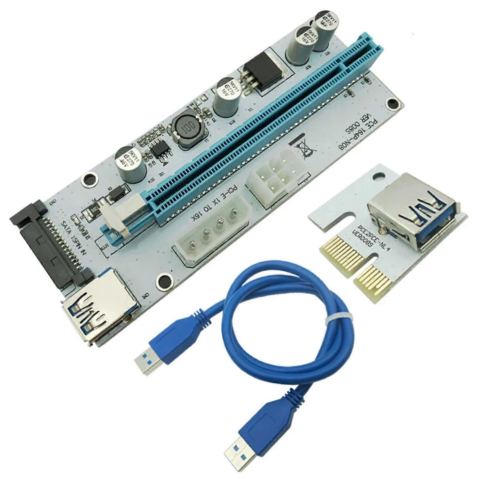 PCIe GPU Card Extension Adapter with USB 3.0 Port for Home Computer Upgrades Easy to Use 6PIN Power 12V Multicolor