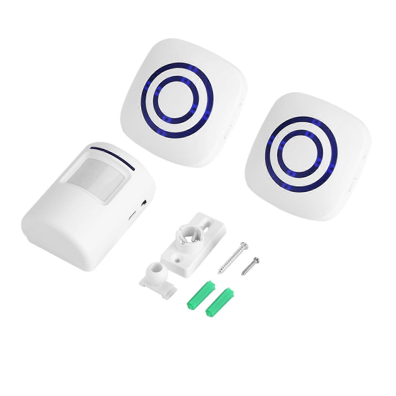 Wireless Infrared Sensor Motion Detector Entry Door Bell Alarm 1 Transmitter &amp; 2 Receiver