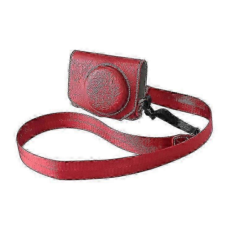 Compatible For Canon G7 X Mark II / G7 X Mark III Litchi Textured PU Leather Camera Case with Shoulder Strap