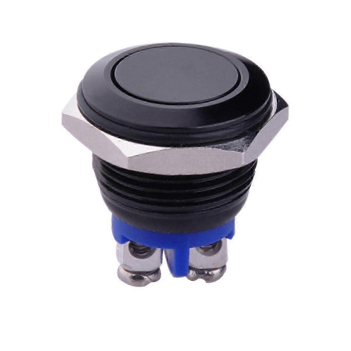 Momentary Push Button Switch Metal Shell Suitable for 16mm Mounting Hole (Black) Edition 1110