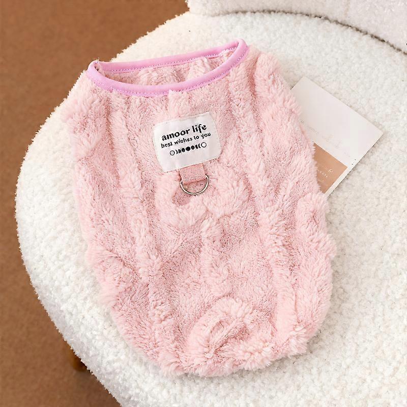 Dog and cat autumn/winter fleece-lined sleeveless vest with a plush heart design to prevent shedding.