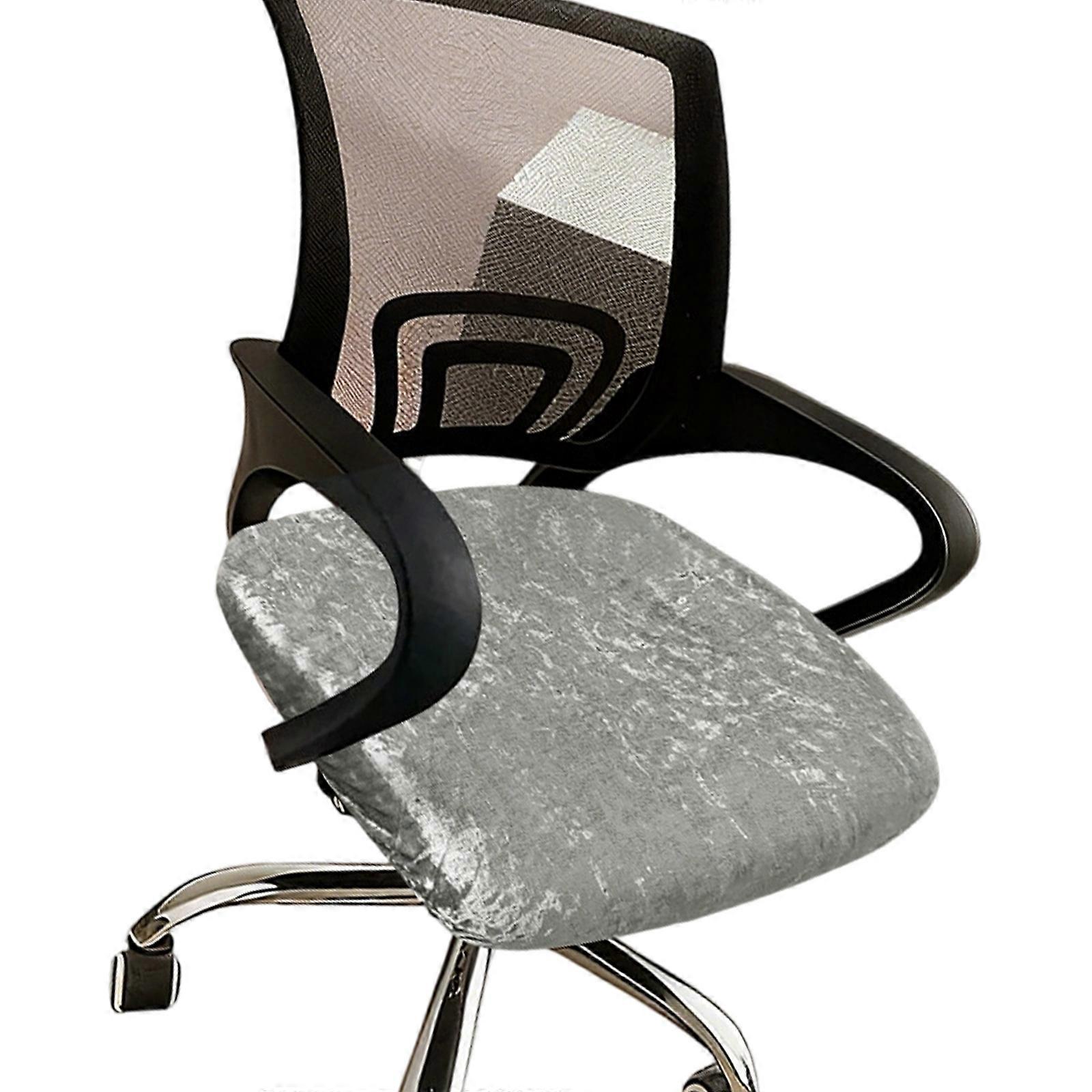 Stretchable Velvets Touch Seat Cover Fabric Quick Setups Fit Most Chairs Multiple Color  Light Grey