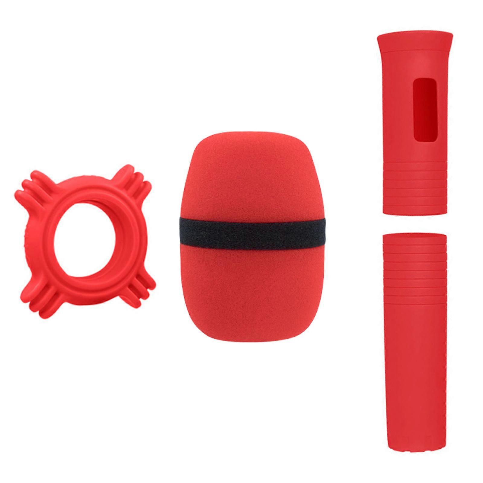 Durability Silicone Microphone Case WindScreen Antiroll Rings for Clear Audios Quality Extended Lifespans Secure Grip  Red