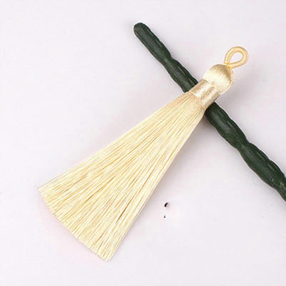 Curtain Tieback Tassels with Hook Circle Silk Fringe for Home Window Decoration, Set of 2 Beige Yellow