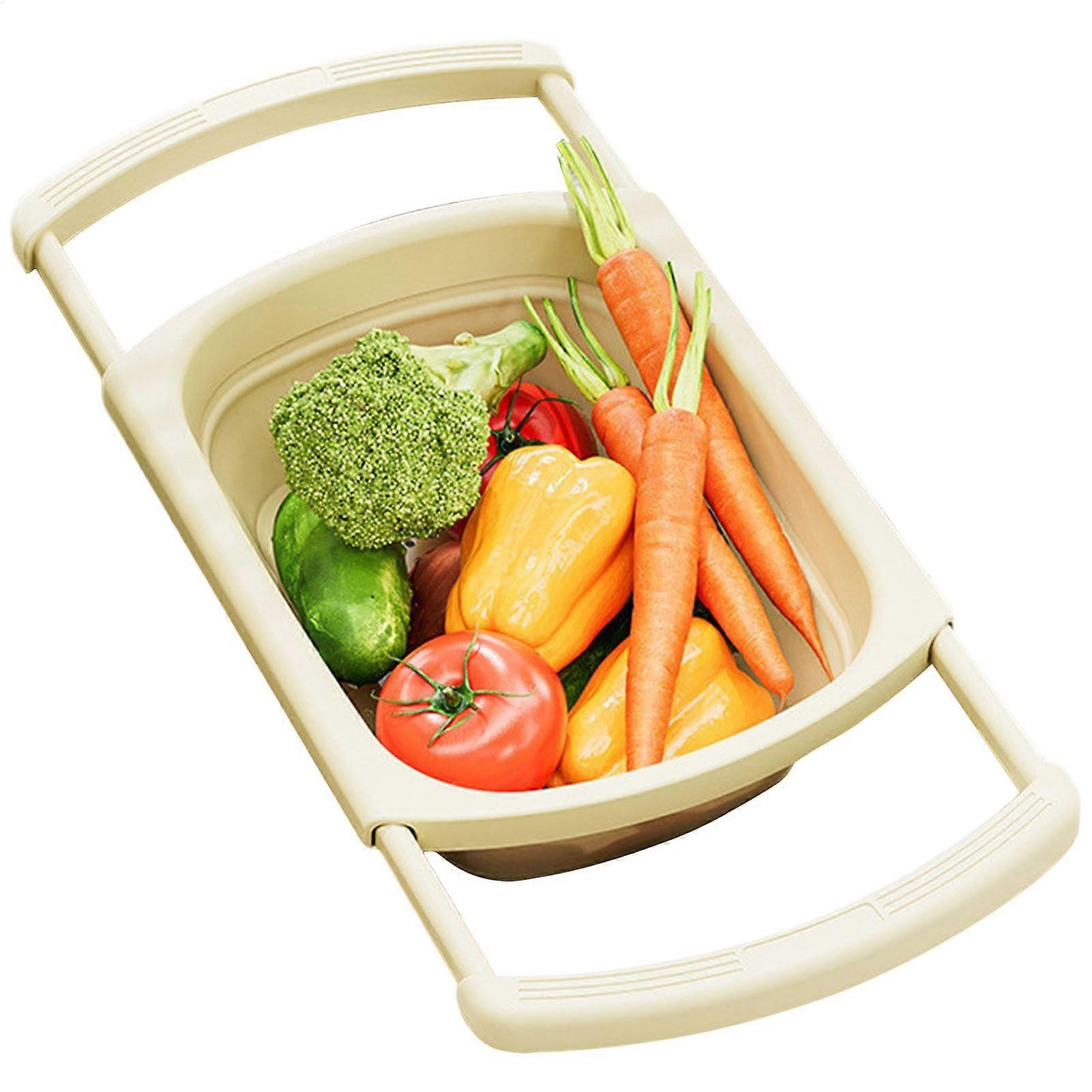 Sink Basket Strainer Foldable Telescopic Rack for Washing Fruits Vegetables and Organizing Countertops
