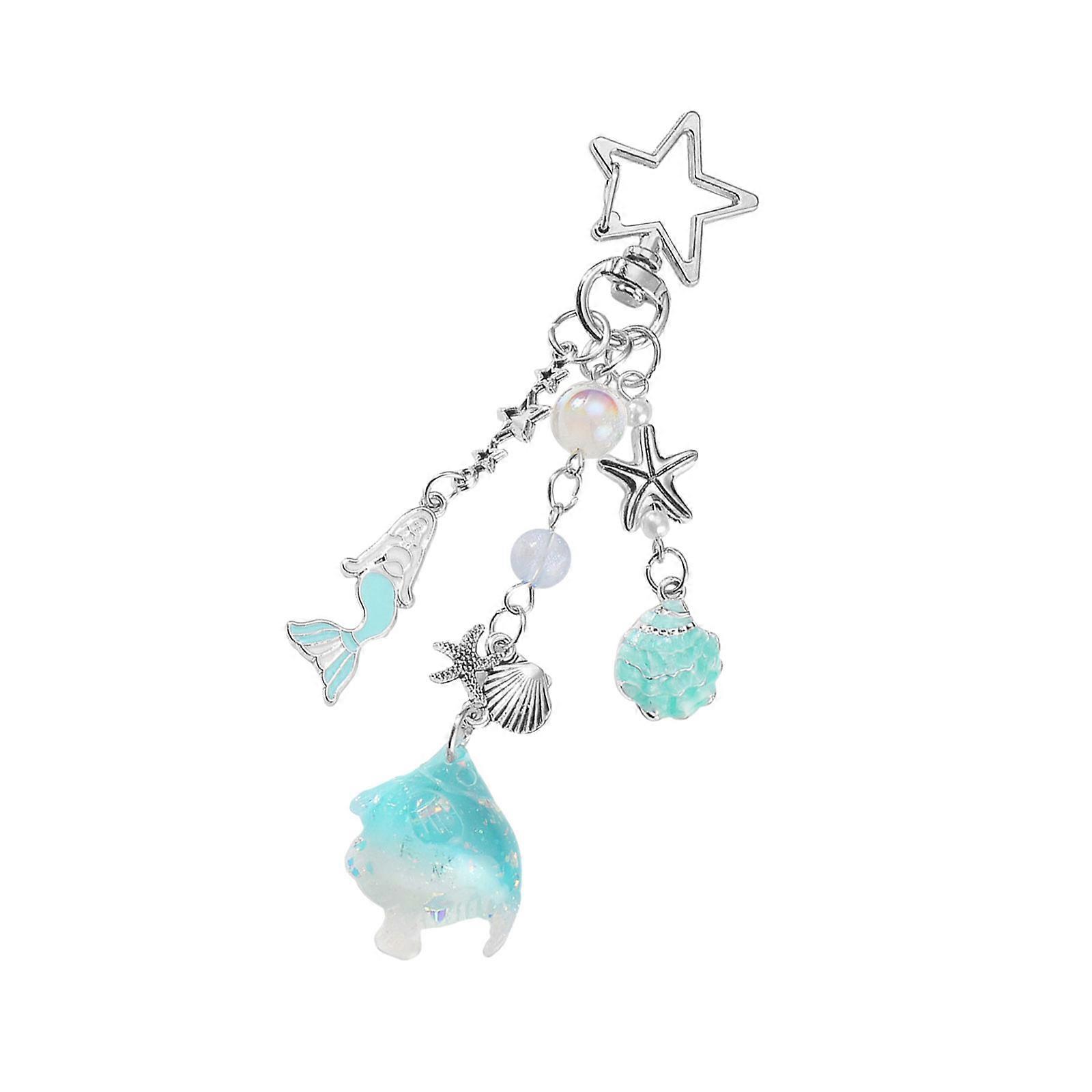 Lightweight Natural Mineral Keyring With Marine Aesthetic Handcrafted For Everyday Carry And Gifting Multicolor