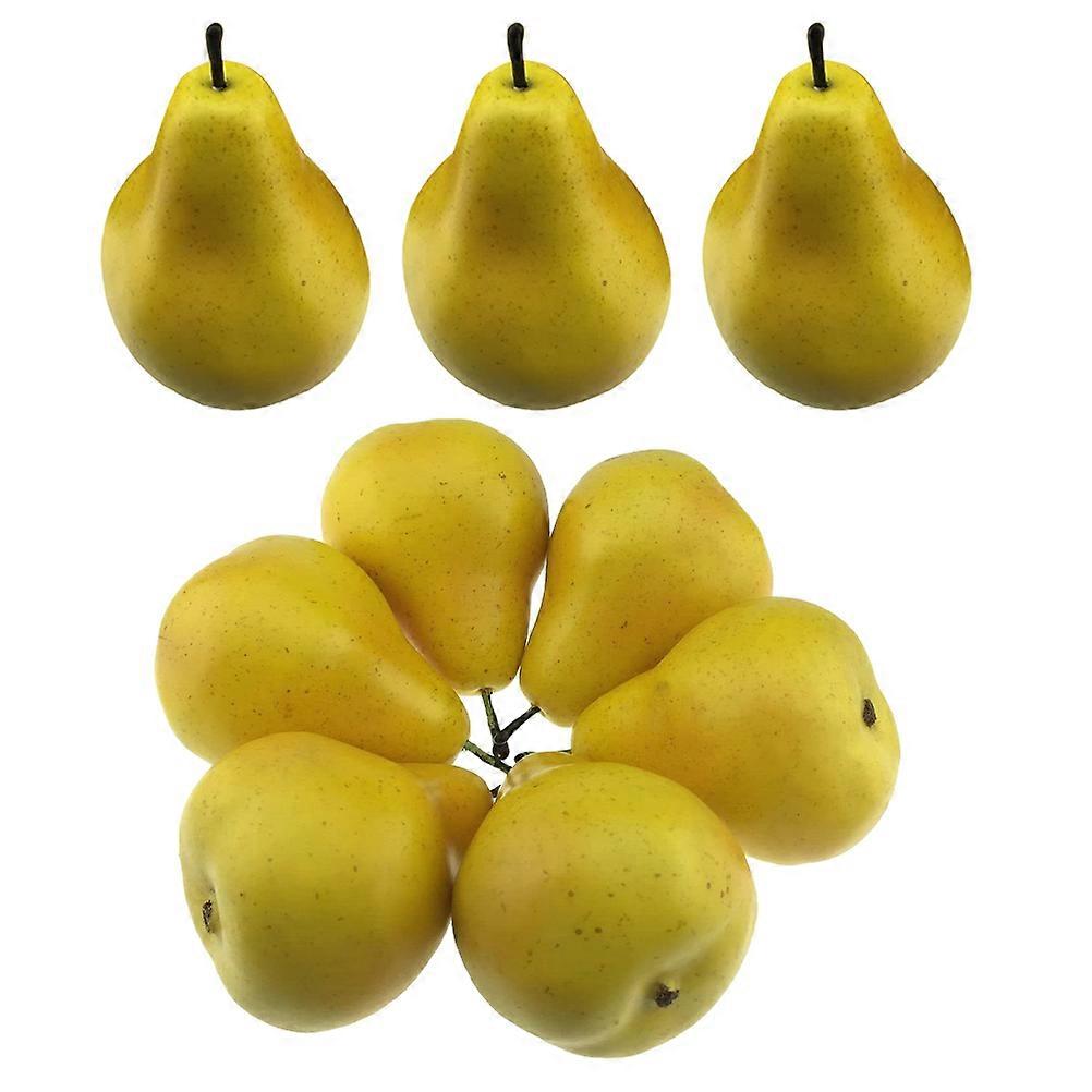 9Pcs Artificial Yellow Pear Plastic Fruit for Decoration Table Centerpiece