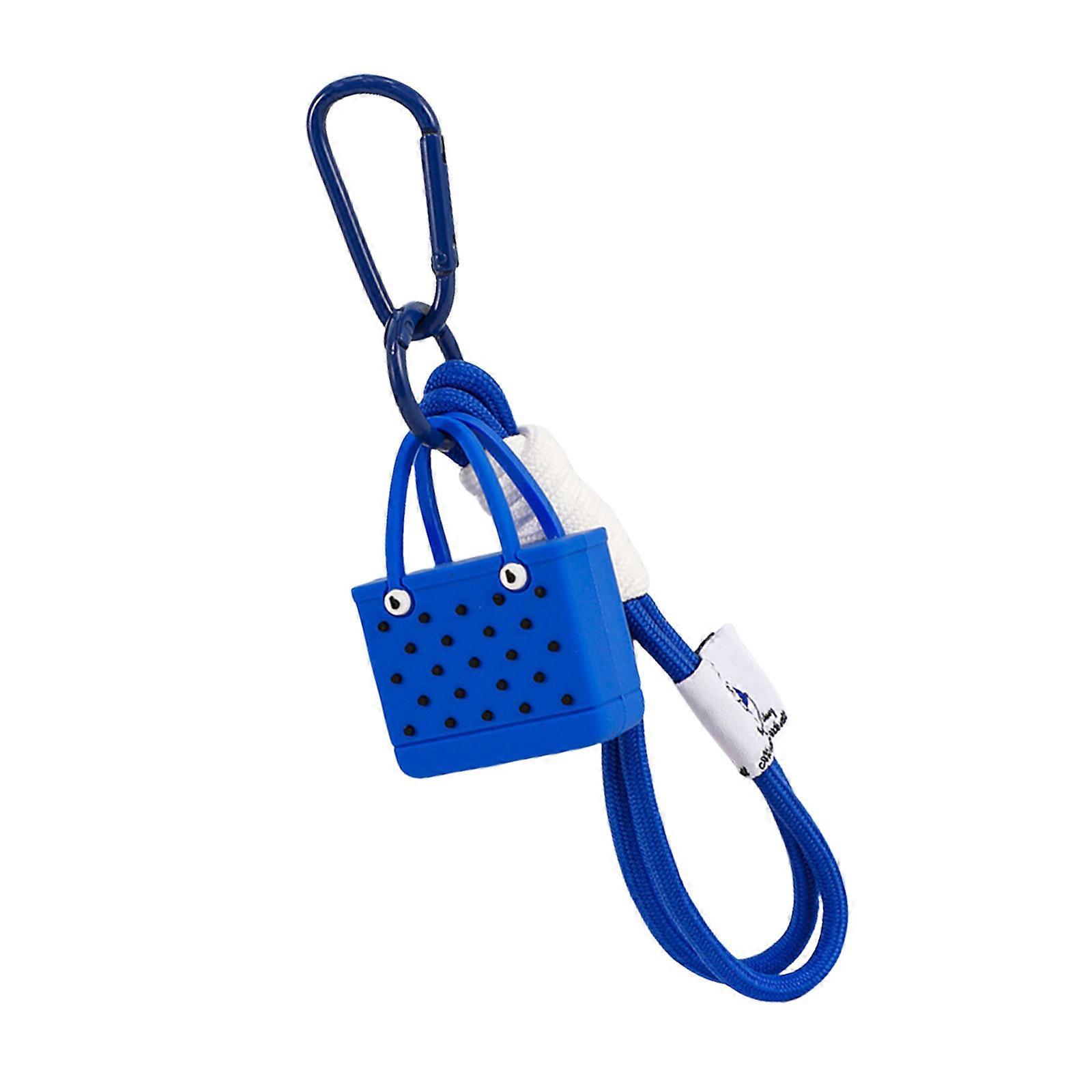 Funny Miniature Beach Bag Keychain Pendant Simualation Beach Basket Handbag Keyring Charm for Car Key Hanging Ornament  Royal blue