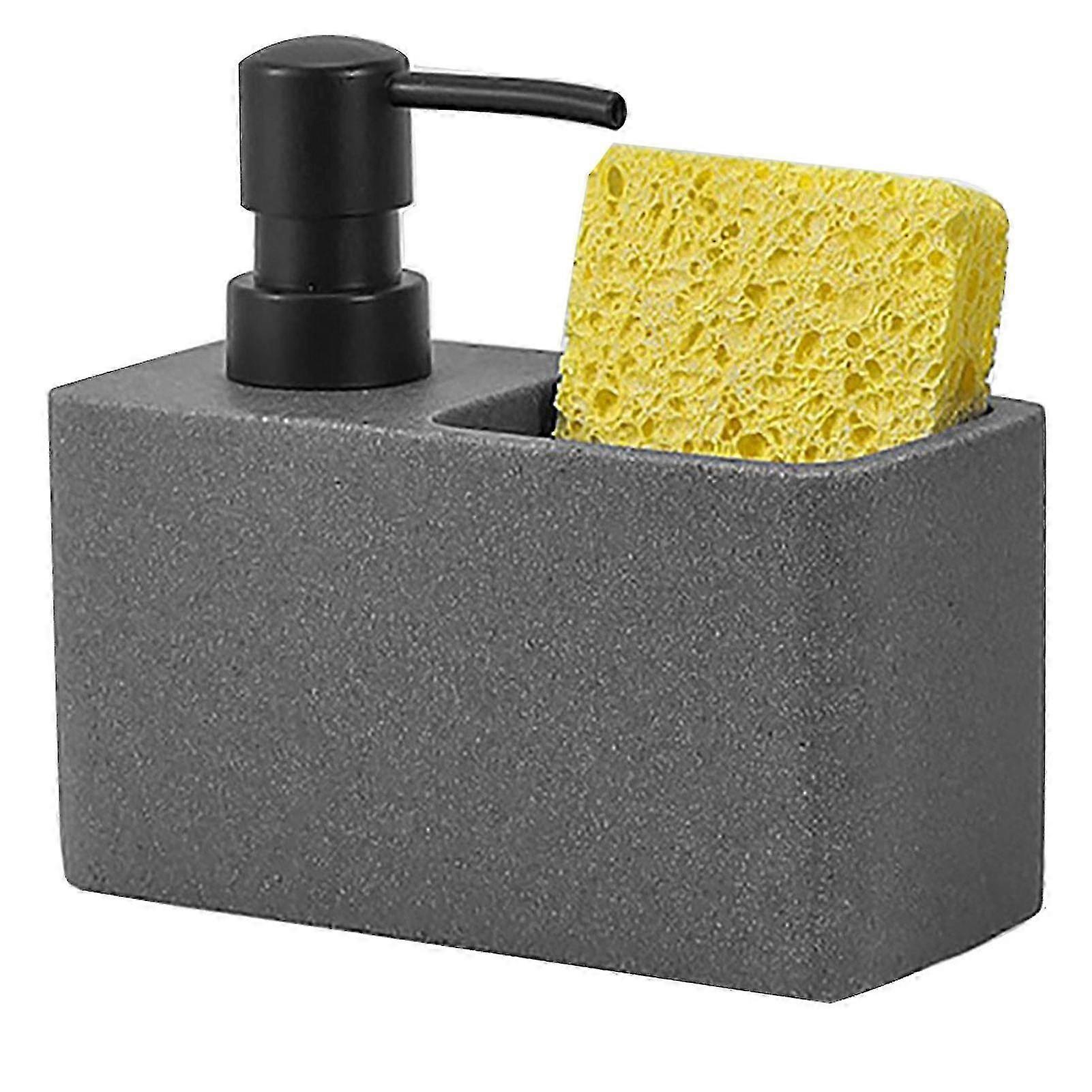 w Kitchen Soap Dispenser Pump - Marble Surface, Large Capacity with Sponge Holder Tray