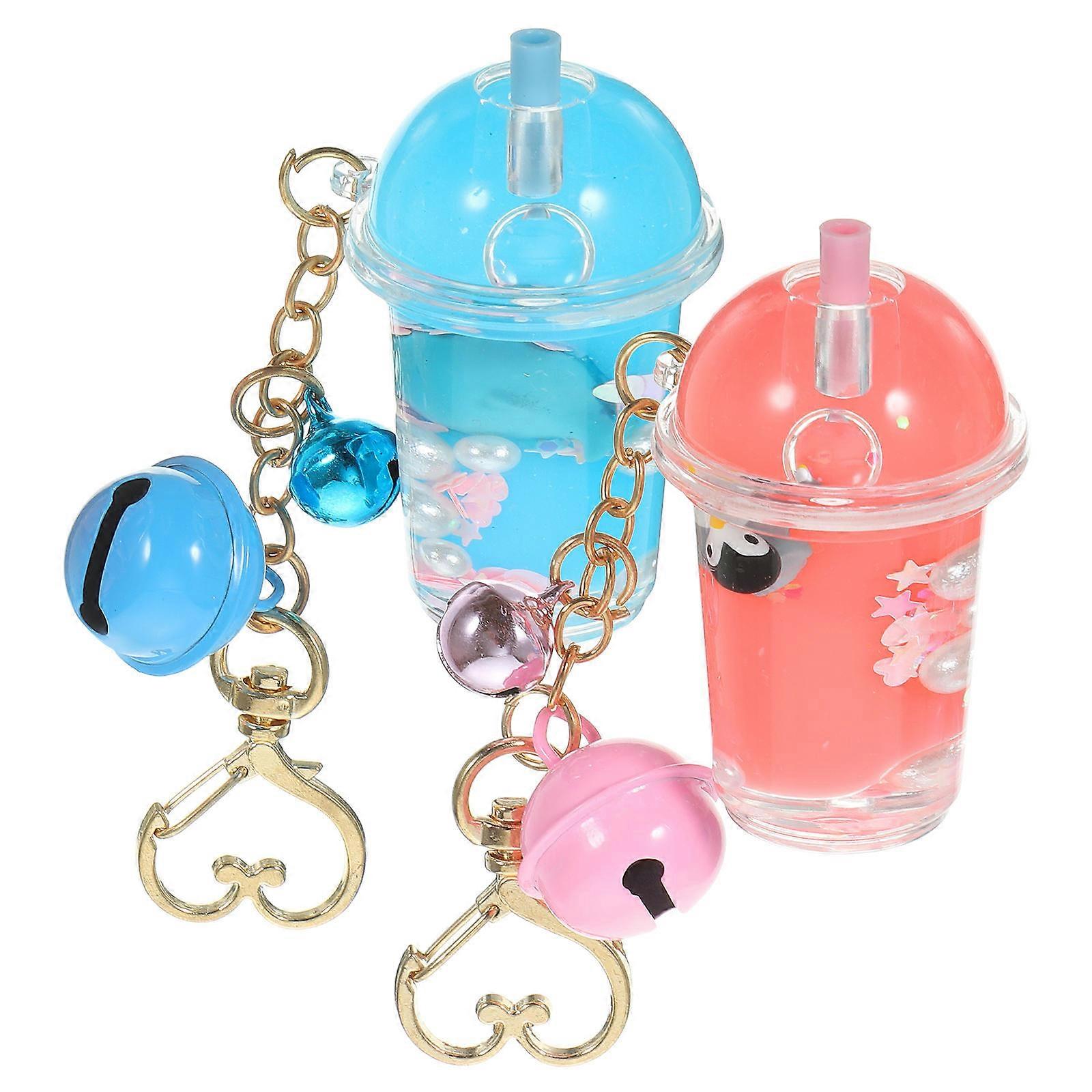 Cute Bag Charm Milk Bottle Shape Keychains Gift Giving 2Pcs
