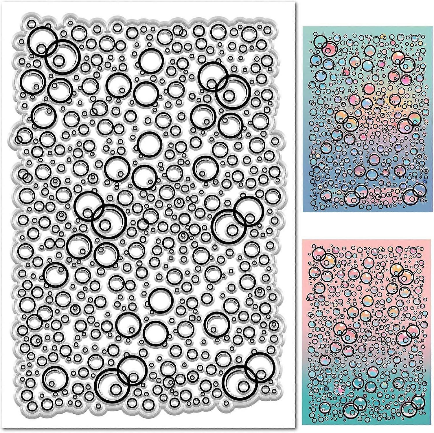 Clear Stamp for Card Making Pink Blue Green Drop of Water Rubber Silicone Background Reusable Transparent Seals for Journaling DIY Scrapbooking Emboss