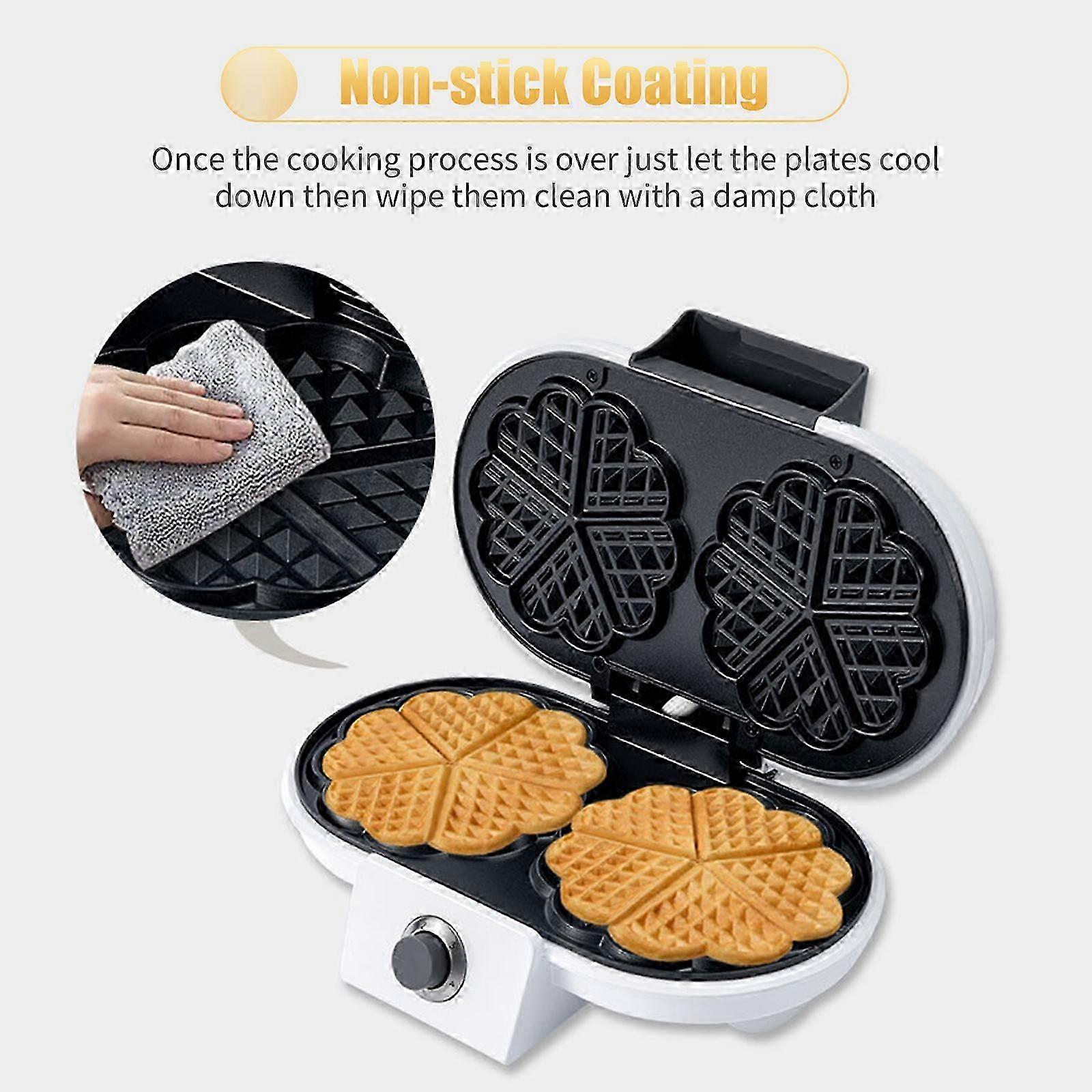 Non-stick waffle maker for home with 1000W power and double heart design