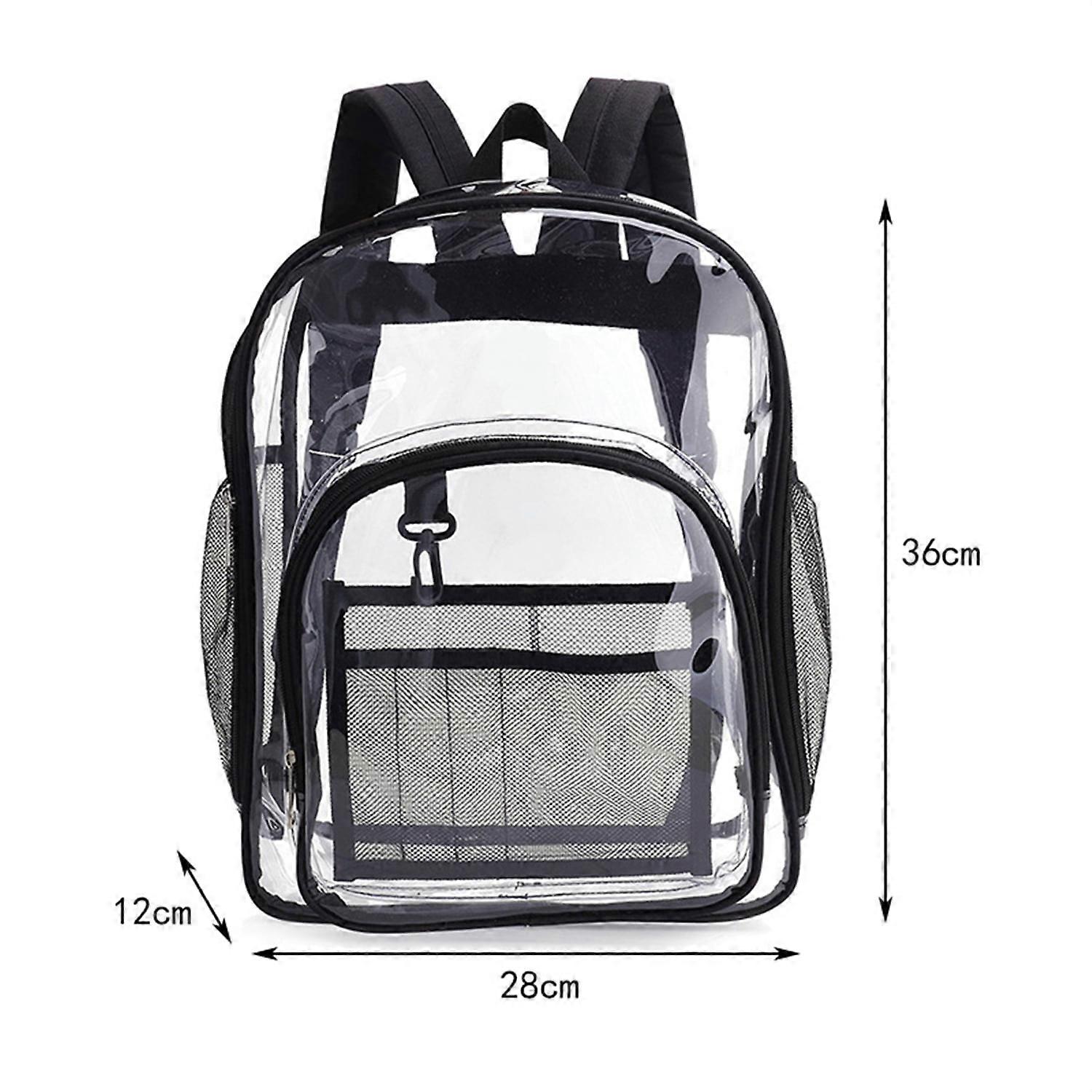 Travel Solid Transparent Storage Bag PVC Large Capacity Clear Shoulder Backpack(Black)
