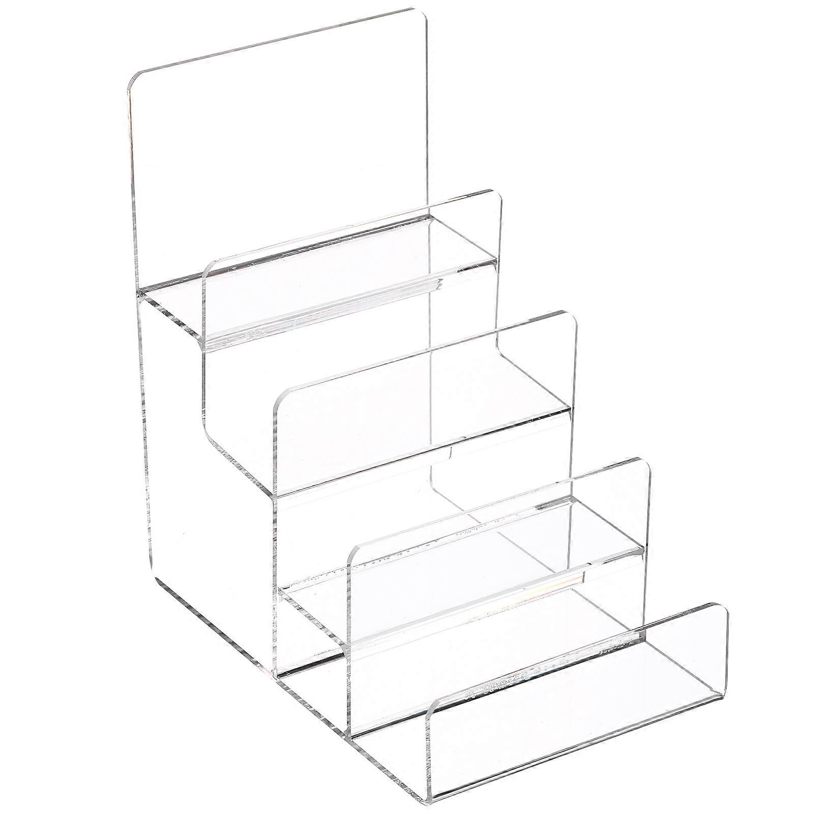 Acrylic Wallet Stand Multi Layers Display Storage Rack Transparent 16.00X15.50X10.00CM Trapezoidal Showcase 1Pc