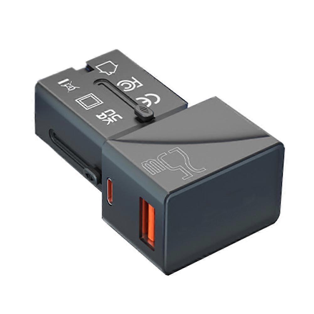 Universal Travel Adapter Power Adapter with 1 USB-A QC 3.0 18W and 1 Type C PD 25W Fast Charger for US EU UK AUS Travel