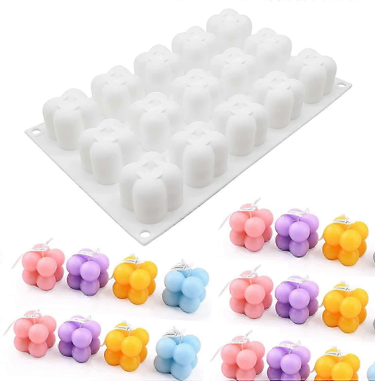 3D Bubble Cube Silicone Molds for DIY Candles and Soap Making, Easy Release for Cake Decor