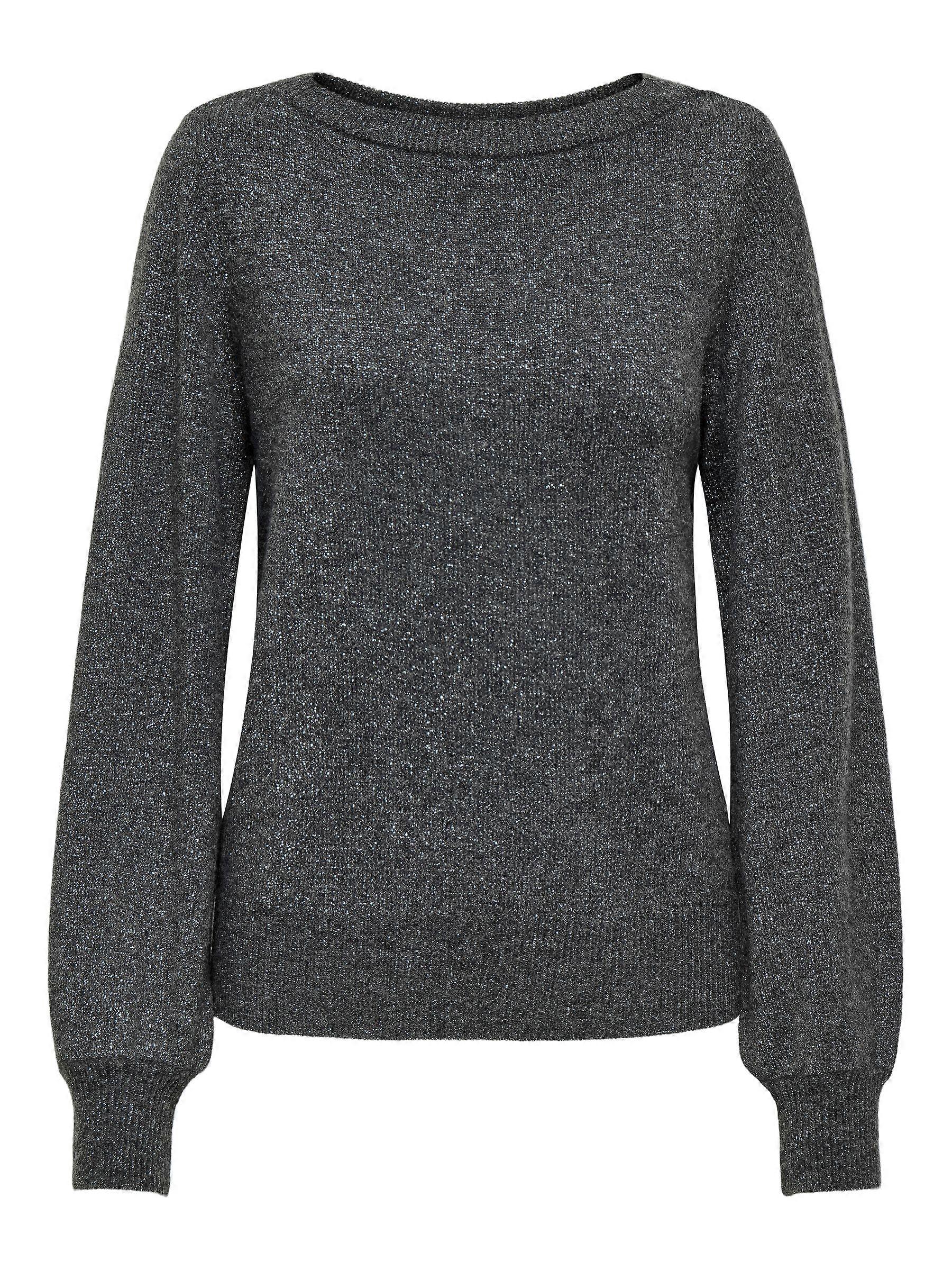 JDY Damen Strickpullover U-Boot-Ausschnitt Langarm Glitzer Gerippte Bündchen