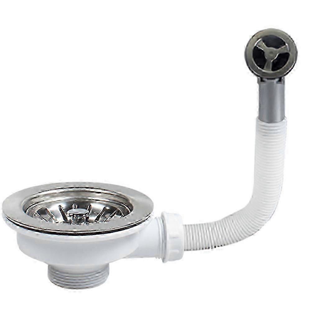 304 rustfrit stål 5,5 cm lang skrue køkkenvask 114 mm skål type afløbsprop med overløb