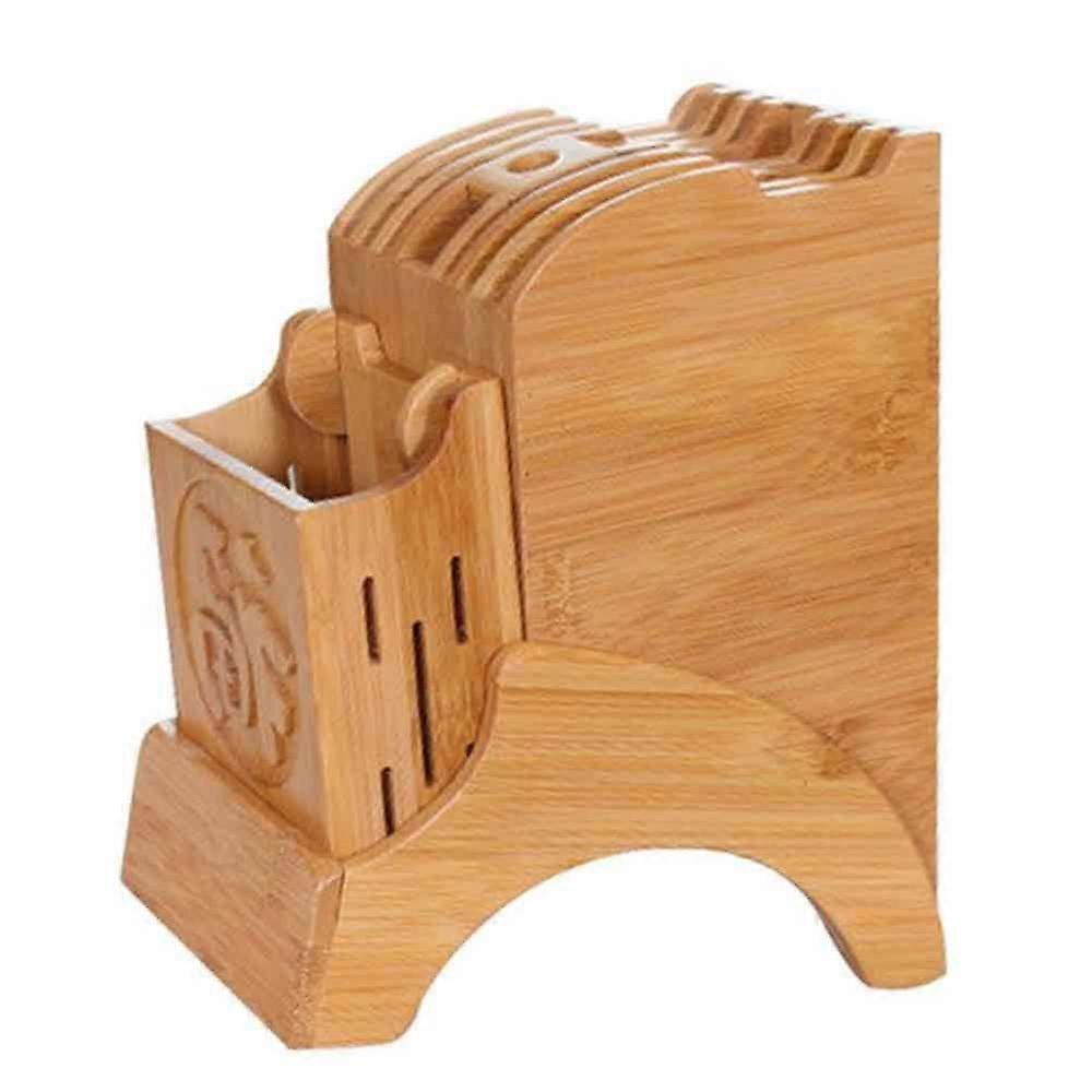 Bamboo Knife Block Holder with Chopsticks Rack, SpaceSaving Kitchen Knife Storage Organizer