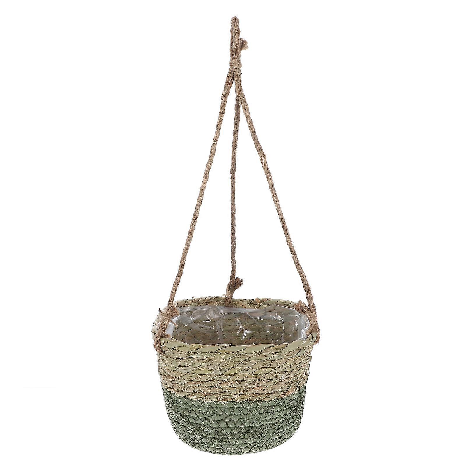 Woven Hanging Basket for Plants with Storage Use Multi Straw Material