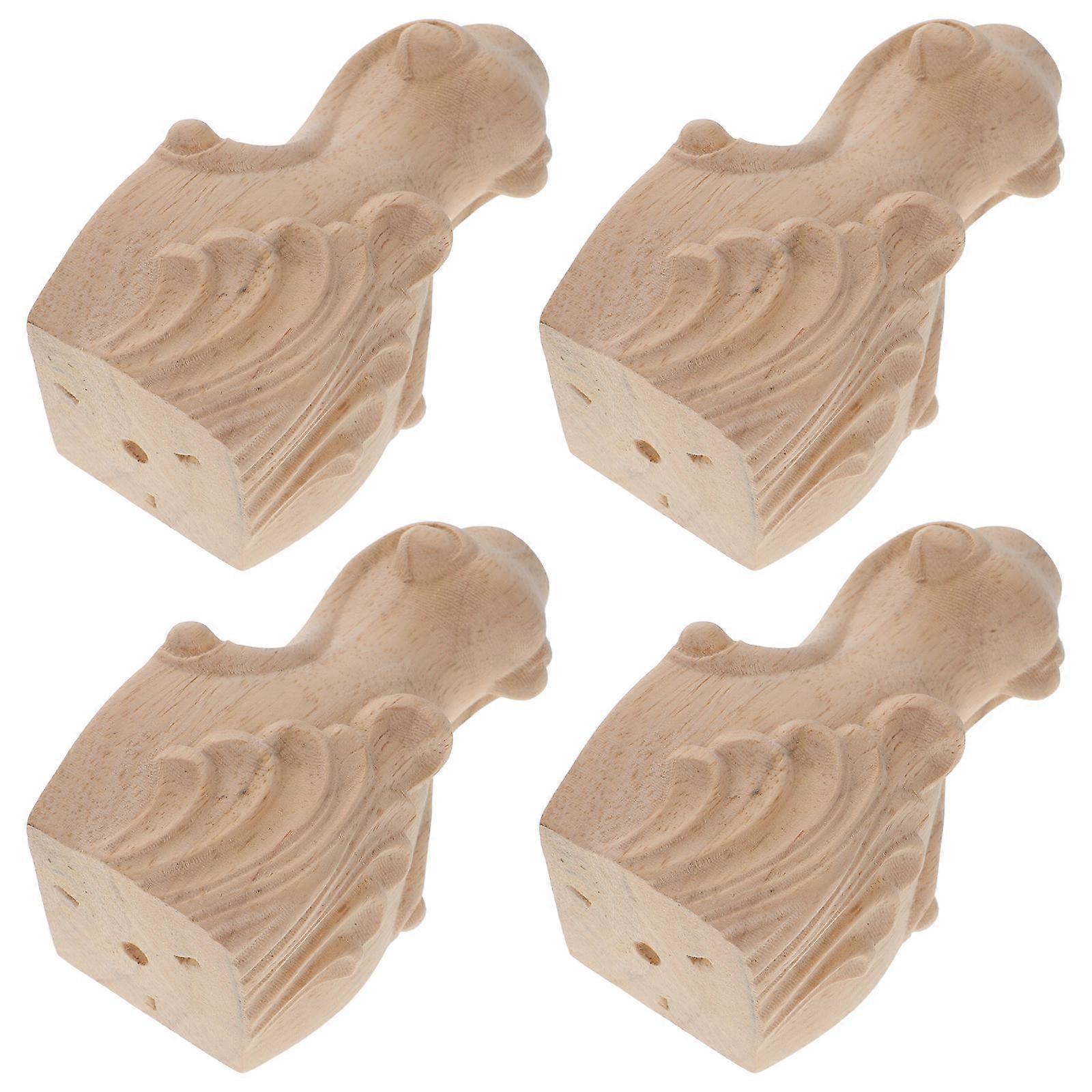 Carved Solid Wood Furniture Legs for Sofa Replacement 4Pcs Set