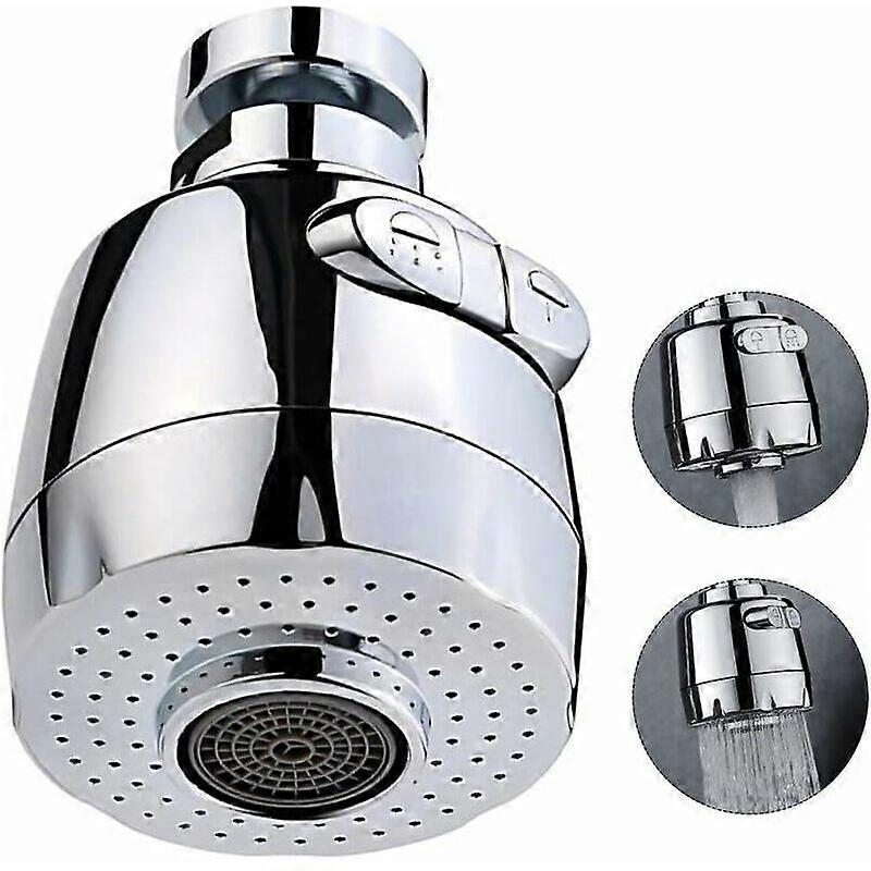 Faucet aerator and spray breaker, 360 degree rotation, with 2 adjustable shower and spray modes, ideal for kitchen and bathroom (short version).