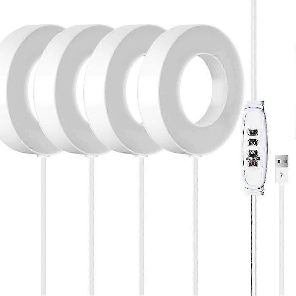 4 Pcs LED Grow Lights with Auto On/Off Timer, Red and Blue Light for Plant Growth, Ceiling or Under Cabinet Installation