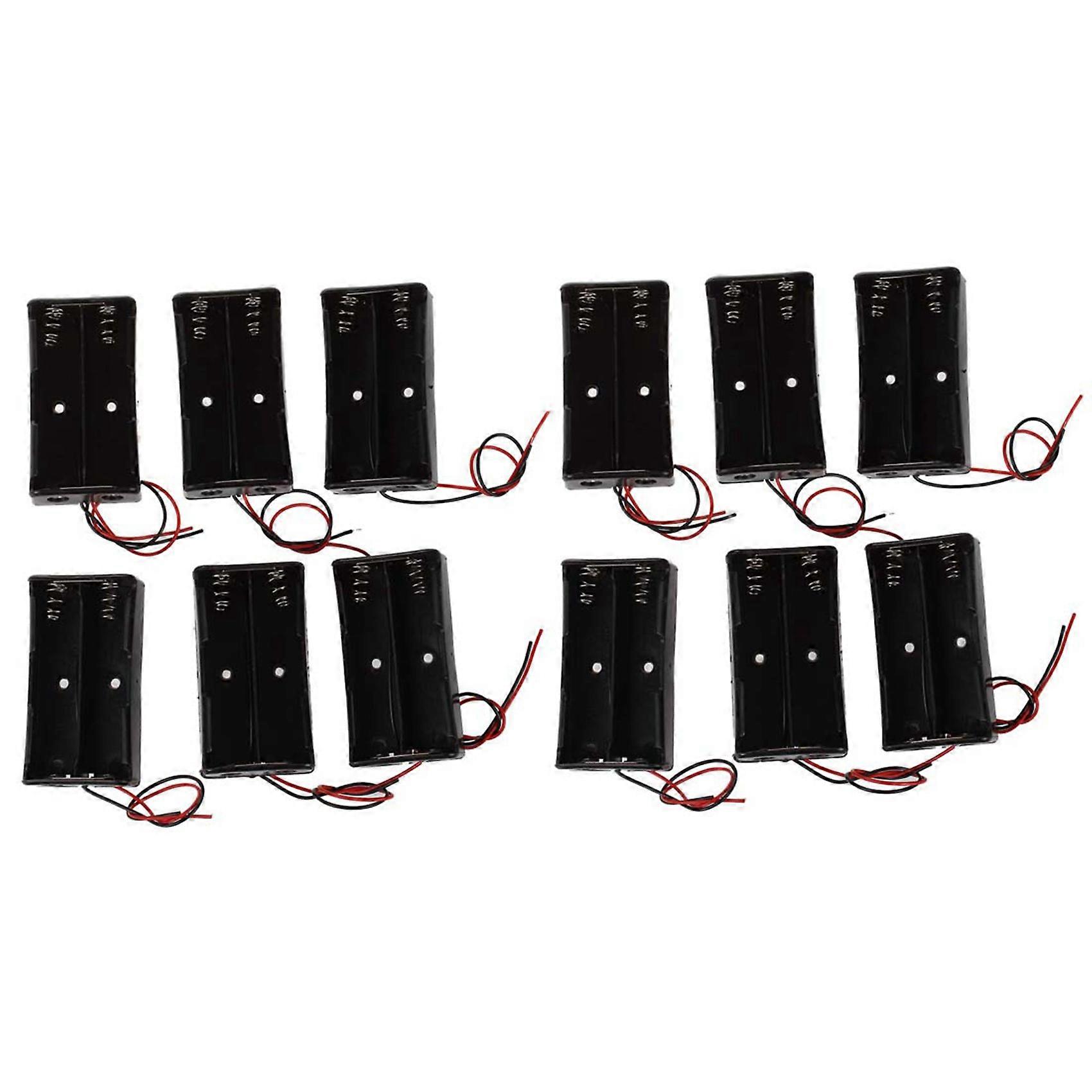12 Pcs Black Plastic 2 X3.7V 18650 Type Battery Holder BoX Case