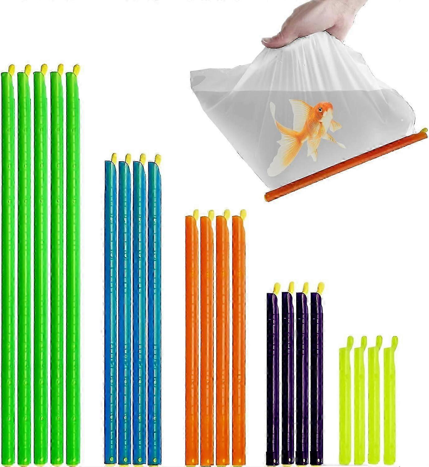 20PCS ماجيك حقيبة السدادة عصا ، رقاقة كليب حقيبة السدادة عصا ، البقاء طازجة كيس السدادة العصي ، قضبان إغلاق بلاستيكية - 5 أحجام مختلفة