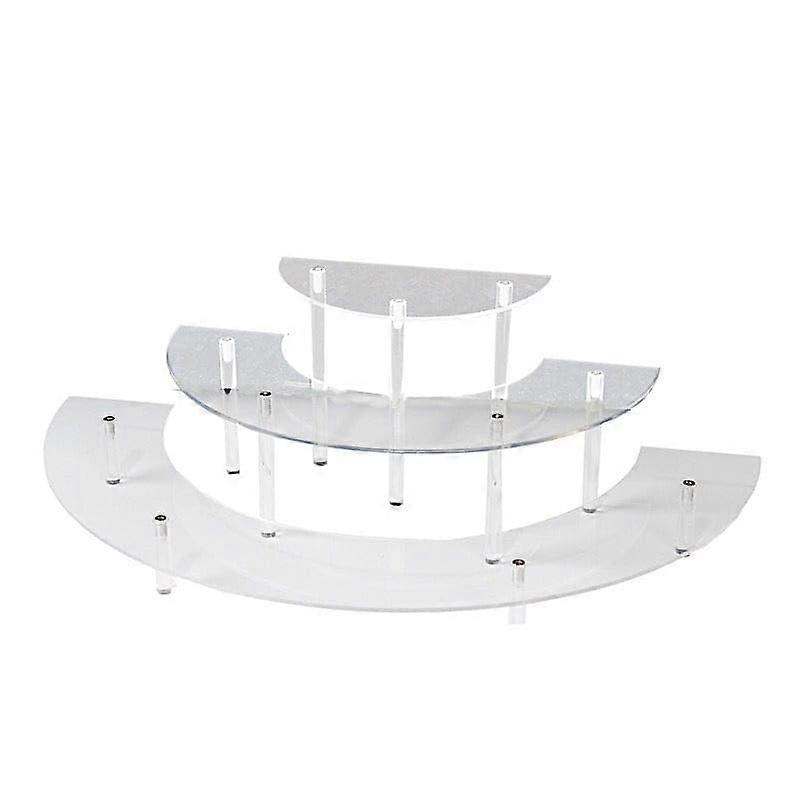 Acrylic Cupcake Stand Clear 3 Tier Half Moon Dessert Riser for Wedding Party and Event Display