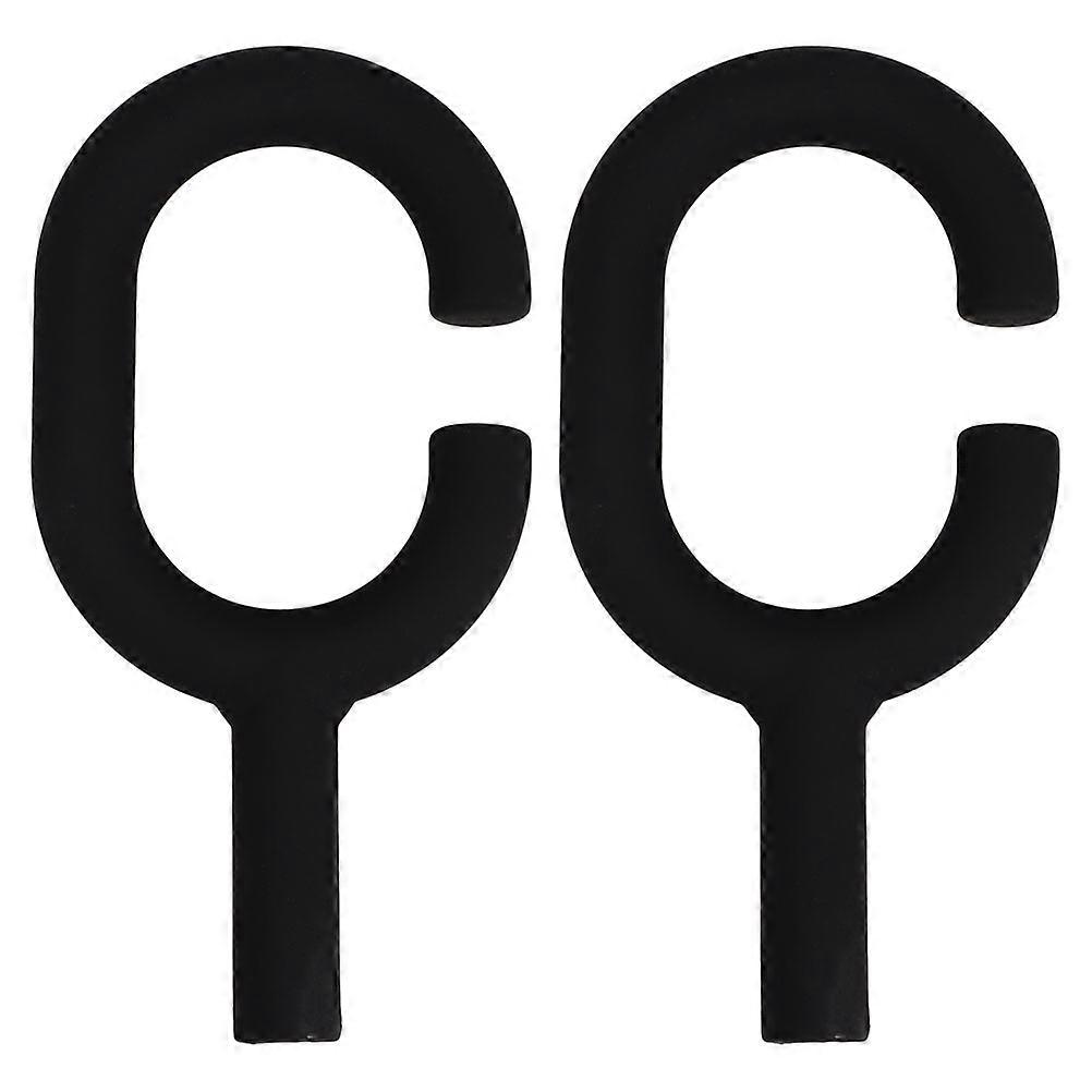 C-Shaped Handle Comfortable Umbrella Grip Replacement 2Pcs Black PP Material