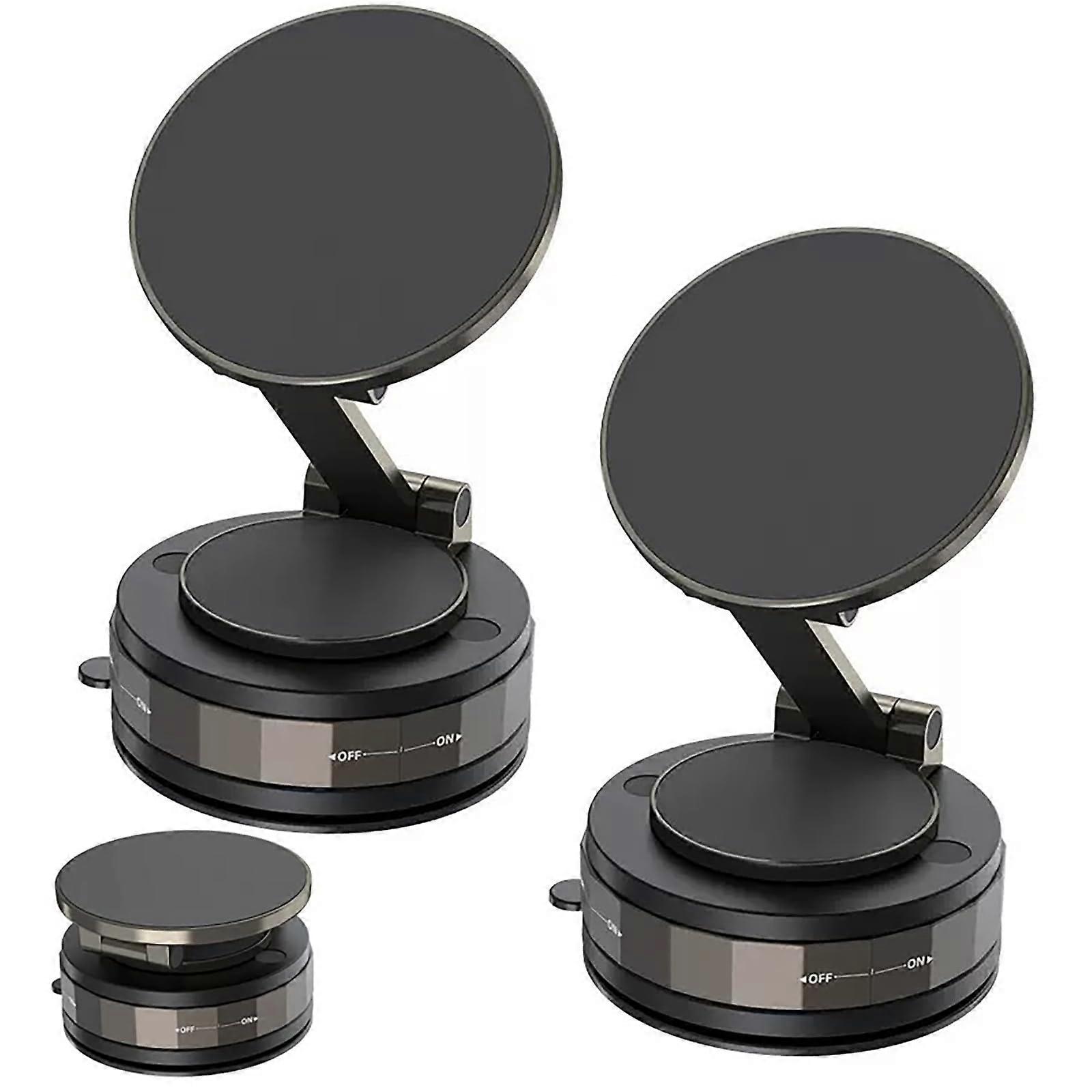 Magnetic Phone Holder 2Pack with UltraStable Dual Lock, 360° Rotation, 180° Foldable Arm for Car, Home, Office, Gym Dashboard Use (Black)