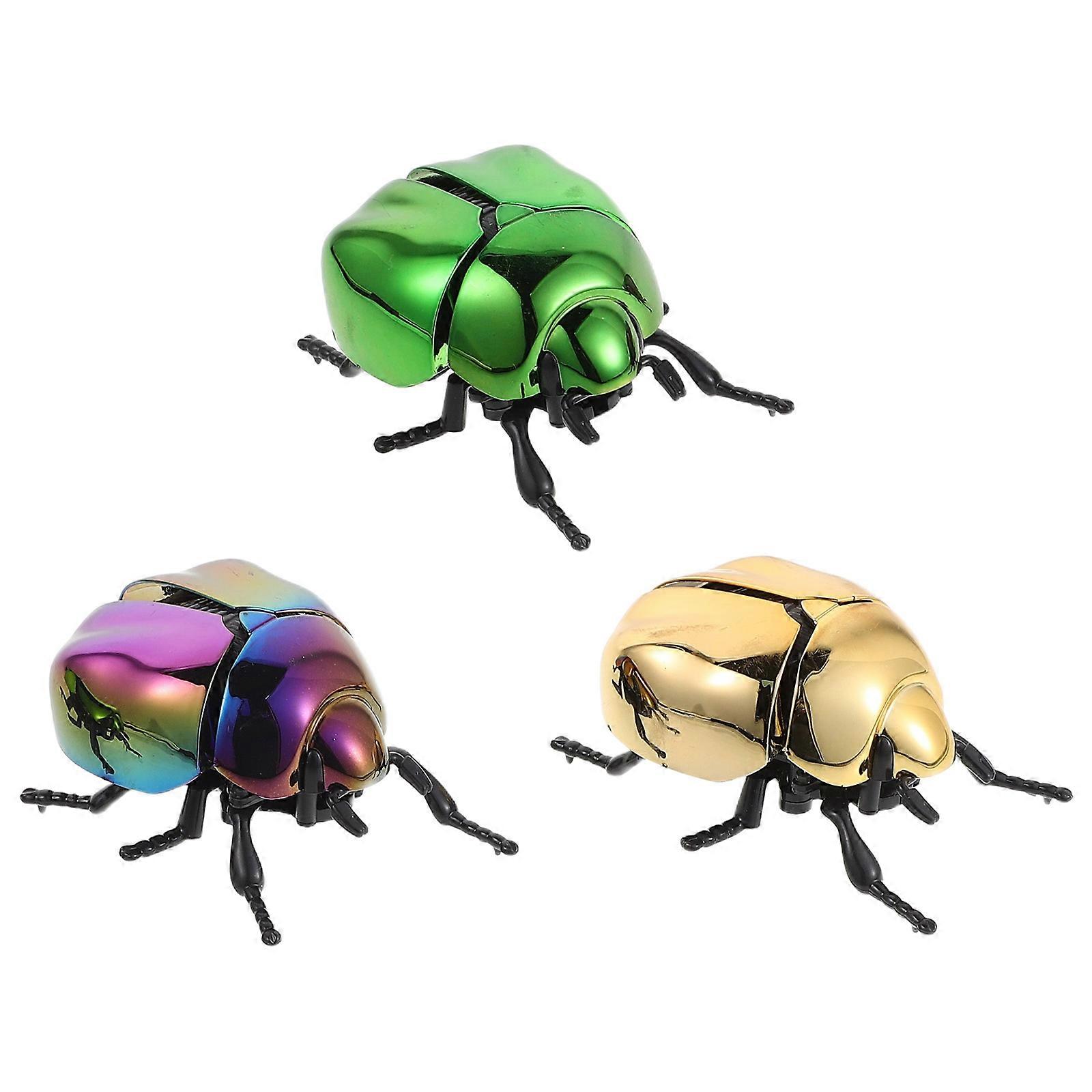 Assorted Color Beetle Toy for Indoor Fun 3Pcs Realistic Wind-Up Model