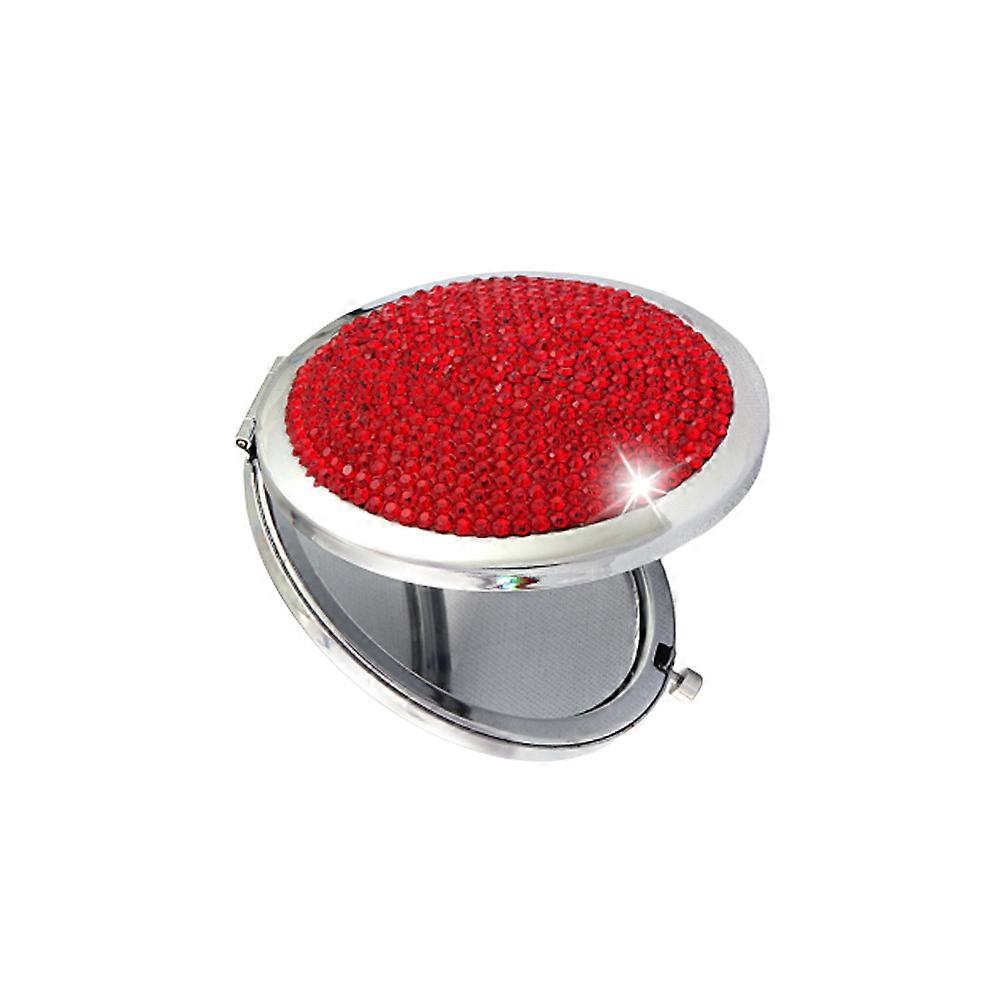 Pocket Mirror Red Folding Cosmetic Mirror for Makeup Use 2Pcs Compact