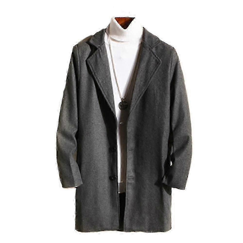 Winter Woolen Overcoat for Plus Size Men: Warm Long Single Breasted Trench Coat
