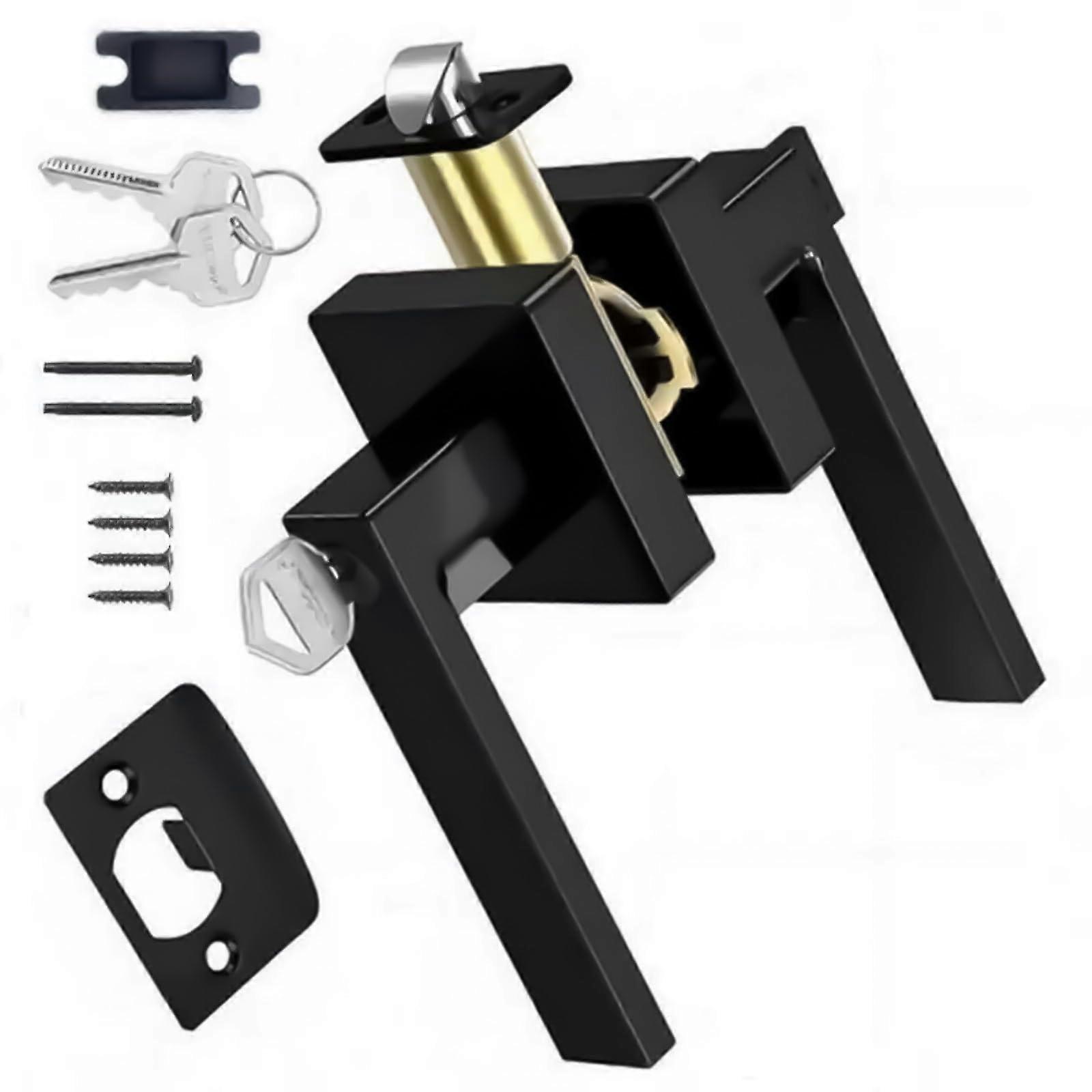 Modern Black Door Handle with Ergonomic Curved Lever and Quick Privacy Lock for Bedroom and Bathroom