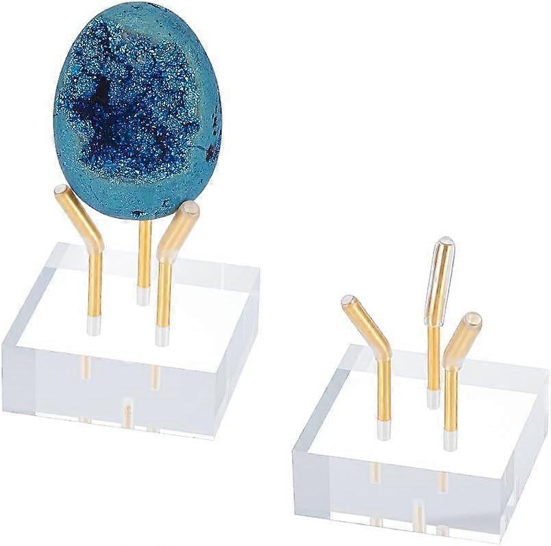 2 Sets Gold Metal Arm Display Stand Display Stand Rock Display Stands Easel with Acrylic Base Decorative Easel Holder for Ball Eggs Mineral Geodes Roc