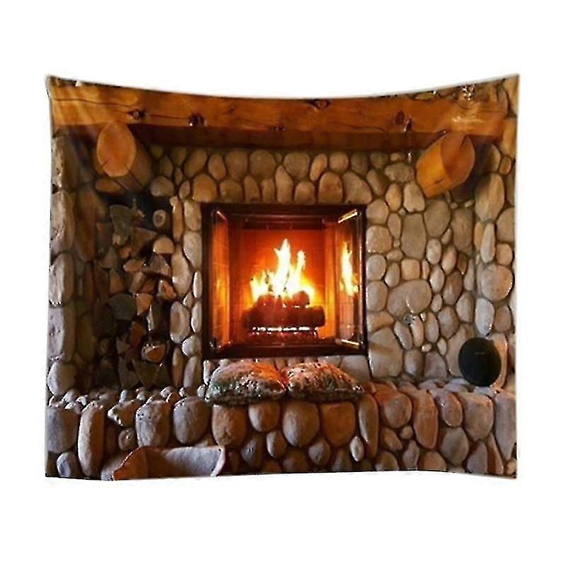 Stone Fireplace Pattern Wall Art Hanging Tapestry Room Bedspread Blanket Decor