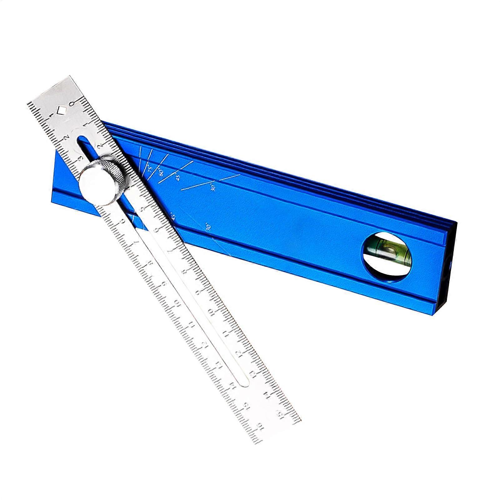 Woodworking Marking Tool MultiAngle Measuring Ruler with Bubble Level Aluminum Scriber Gauge