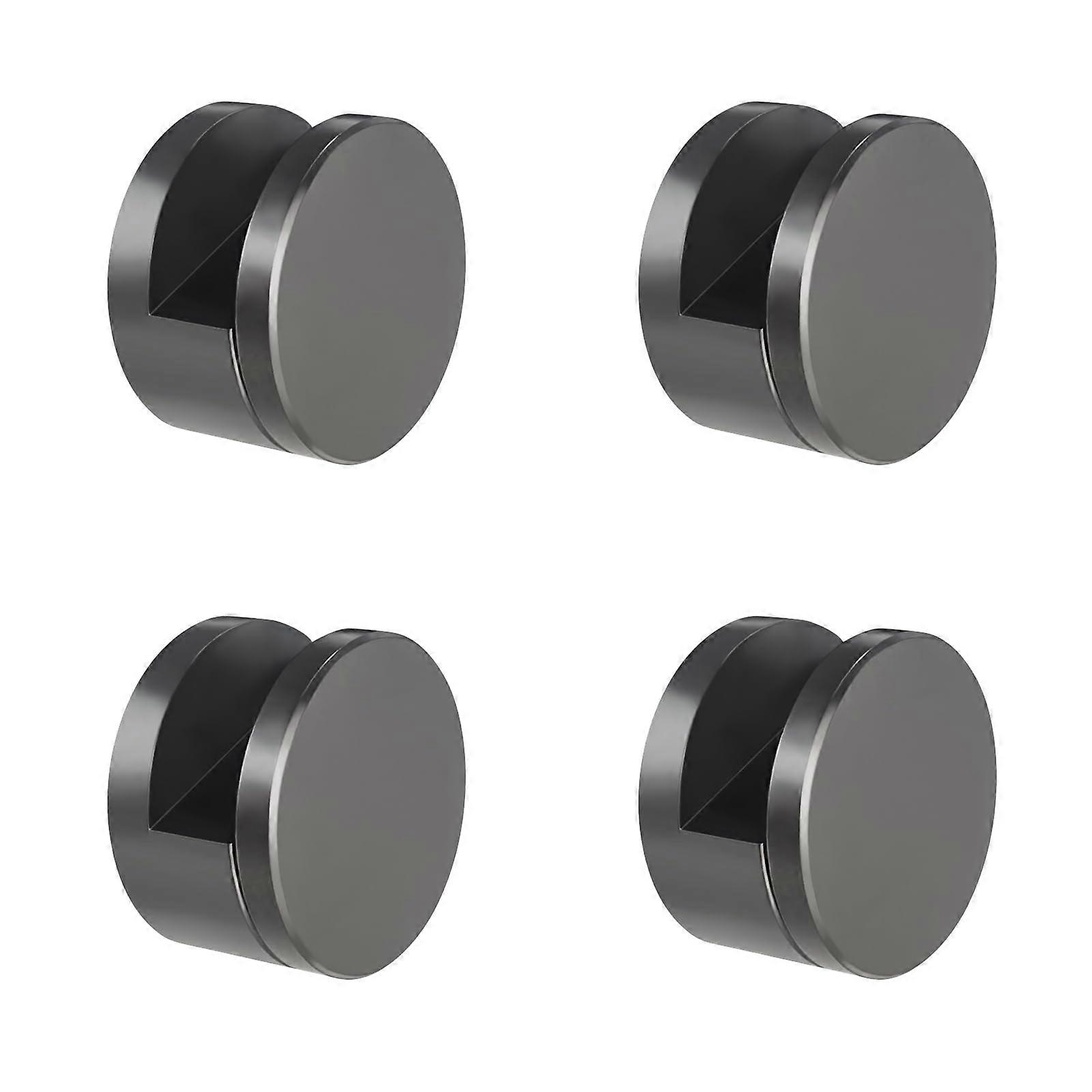 4 Pcs Round Aluminum Mirror Hanging Clips with Glass Shelf Brackets, Rustproof Black Finish