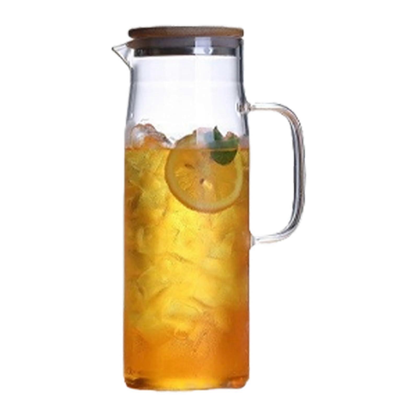 Glass Pitcher with Lid, Leak Proof Borosilicate Jug for Hot and Cold Drinks, Tea, Coffee, Juice